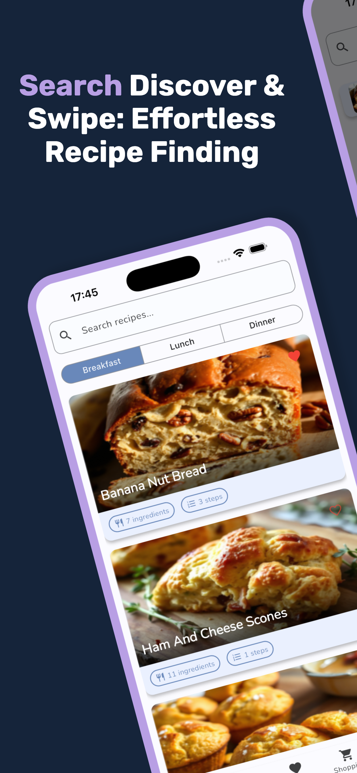 Discover recipes with swipe-based search