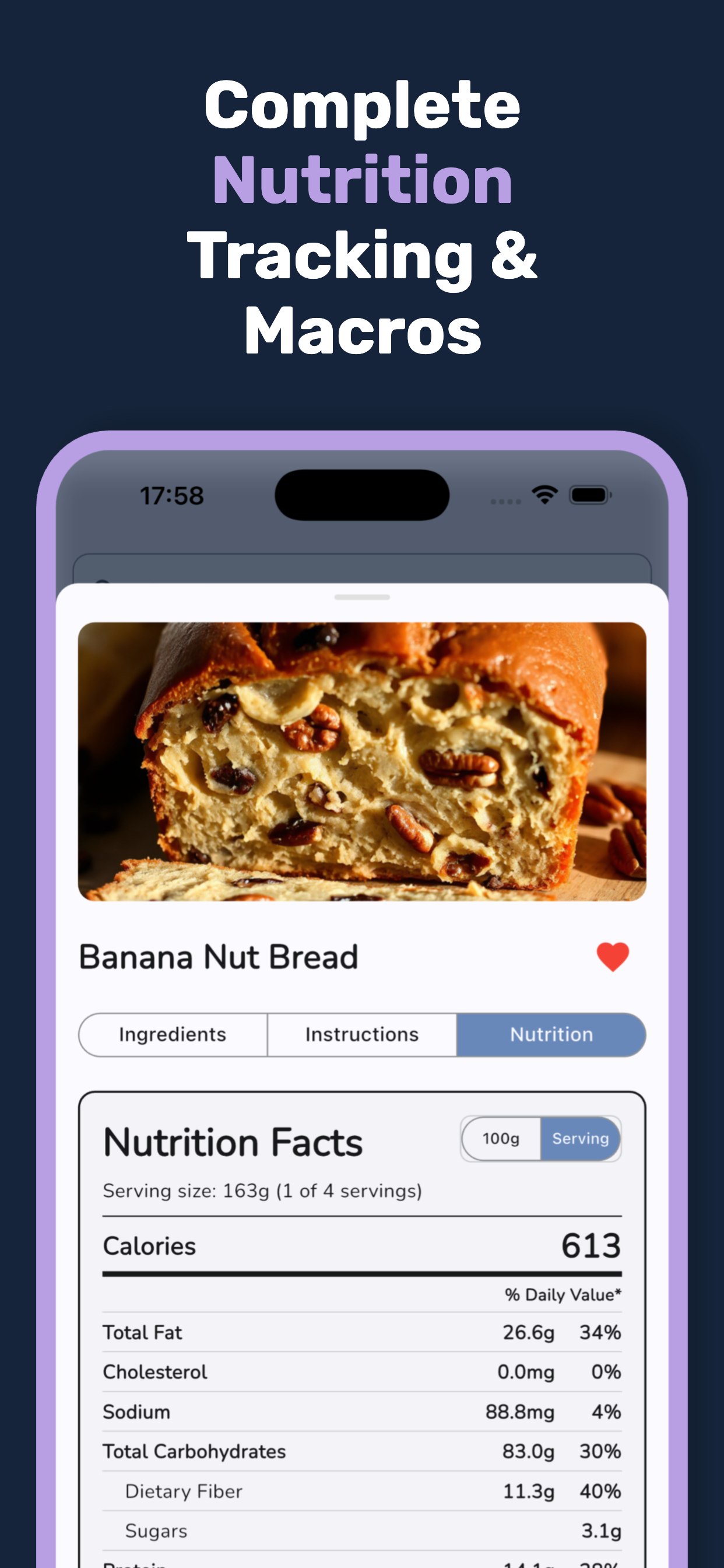 Complete nutrition tracking